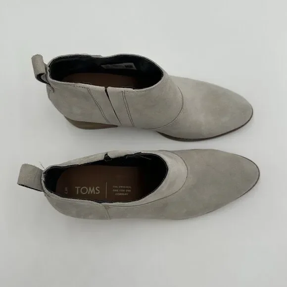 TOMS Leilani Drizzle Grey Suede Ankle Boots Women's Size 7 Western Chunky Heel - Picture 3 of 14